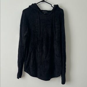 Barefoot Dreams Cozy Chic Lite Knit Black Long Sleeve Hoodie Pullover Sweater